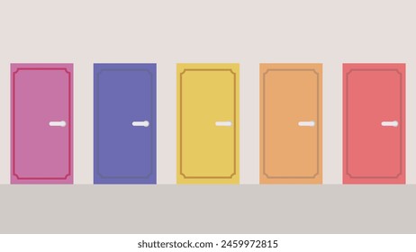 Background material with five doors