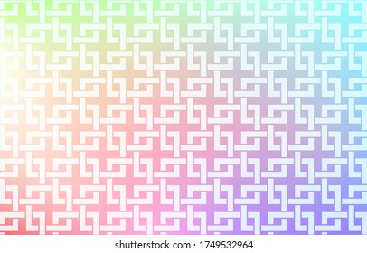 Background material: Illustration of pale rainbow gradation and Japanese pattern