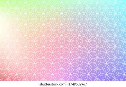 Background material: Illustration of pale rainbow gradation and Japanese pattern