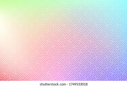 Material de fondo: Ilustración de la gradación del arco iris pálido y el patrón japonés
