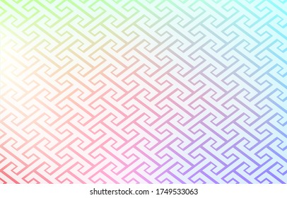 Background material: Illustration of pale rainbow gradation and Japanese pattern