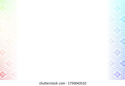 Background material: Illustration of pale rainbow gradation and Japanese pattern, soft atmosphere