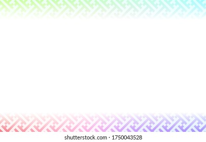 Background material: Illustration of pale rainbow gradation and Japanese pattern, soft atmosphere