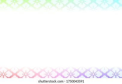 Background material: Illustration of pale rainbow gradation and Japanese pattern, soft atmosphere