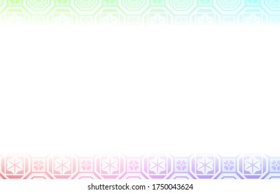 Background material: Illustration of pale rainbow gradation and Japanese pattern, soft atmosphere