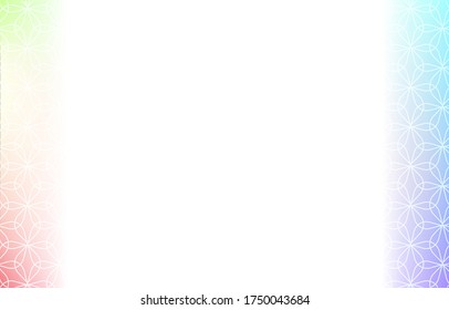 Background material: Illustration of pale rainbow gradation and Japanese pattern, soft atmosphere