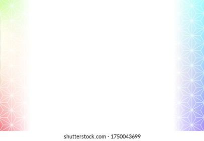 Background material: Illustration of pale rainbow gradation and Japanese pattern, soft atmosphere