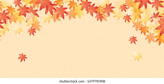 Background material with illustrations of autumn leaves in the lower part