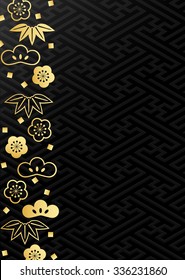 The background material for Japanese new years Pine tree, bamboo and Japanese apricot flower