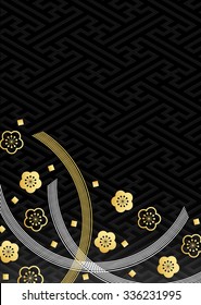 The background material for Japanese new years  Decoration of plum and Mizuhiki strings