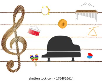 Background material for music using materials such as percussion instruments, string instruments and brass instruments.