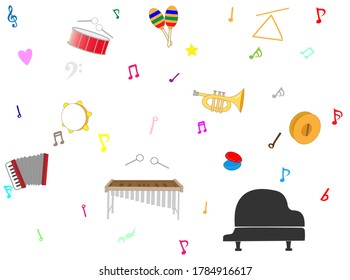 Background material for music using materials such as percussion instruments, string instruments and brass instruments.