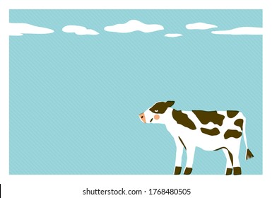 Background material for New Year's cards. I designed the illustration of the cow which is the zodiac.