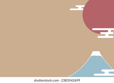 Background material for New Year's cards with illustration of Mt. Fuji