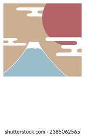 Background material for New Year's cards with illustration of Mt. Fuji