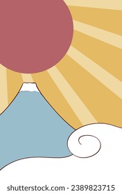 Background material for New Year's cards with illustration of Mt. Fuji