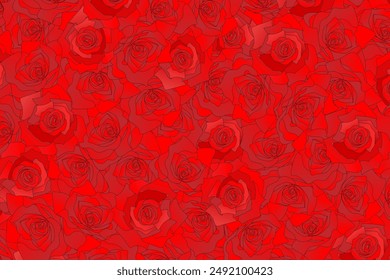 Background material of red roses spread out without gaps (retro)