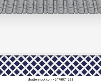 Background material of sea cucumber wall and tiled roof fence_Japanese style illustration