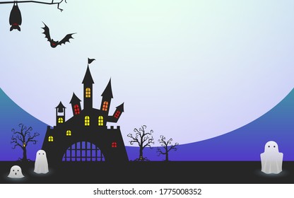 Background material, silhouette of old castle for halloween
Vector illustration