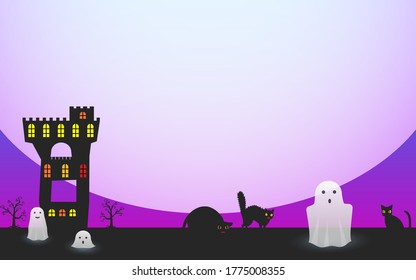 Background material, silhouette of old castle for halloween
Vector illustration