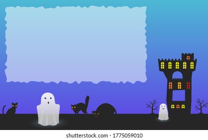 Background material, silhouette of old castle for halloween
Vector illustration