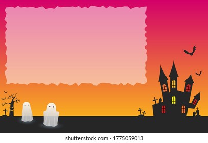 Background material, silhouette of old castle for halloween
Vector illustration