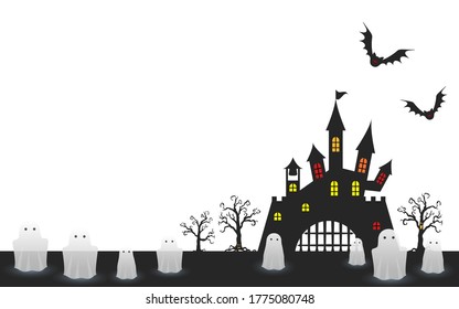 Background material, silhouette of old castle for halloween
Vector illustration