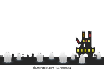 Background material, silhouette of old castle for halloween
Vector illustration