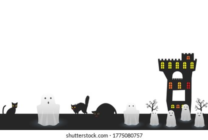 Background material, silhouette of old castle for halloween
Vector illustration