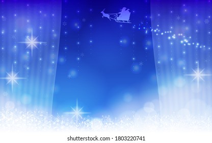 Background material of silhouette of santa claus seen through the window