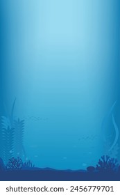 Background material with a simple design of a school of fish spreading under the sea.
Vertically long type.