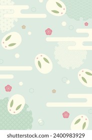 Background material: Snow rabbit, snow ring, and plum blossom landscape, a collection of traditional Japanese patterns