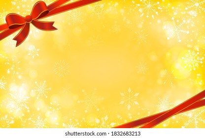 Background material of snowflake with ribbon Christmas image