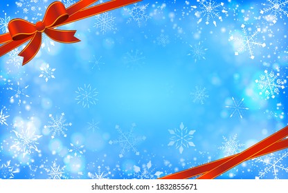 Background material of snowflake with ribbon Christmas image