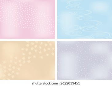 Material de fundo para primavera, verão, outono e inverno. Quatro temporadas em estilo japonês.
