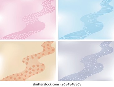 Background material for spring, summer, autumn, winter. Japanese style four seasons.