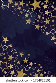 Background material of star in watercolor style night sky