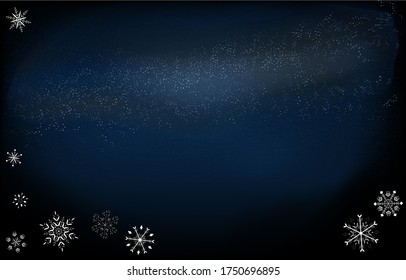 Background material: starry sky and snowflake frame, blue gradient version