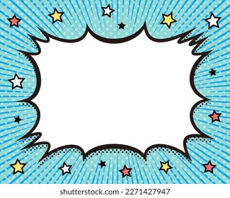 Background material with a thorny frame and concentration lines. (blue)