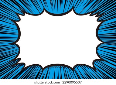 Background material with a thorny frame and concentration lines. (blue)