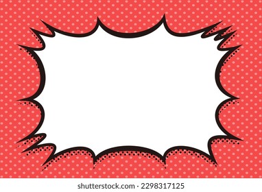 A background material with a thorny speech bubble and a dot pattern. (red)