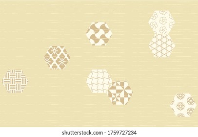 Background material: Vector illustration of traditional Japanese patterns arranged in octagon with light colors
Japanese style pattern