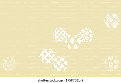 Background material: Vector illustration of traditional Japanese patterns arranged in octagon with light colors
Japanese style pattern