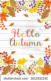 Background material of white wood grain of autumn leaves image