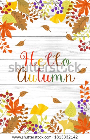 Background material of white wood grain of autumn leaves image