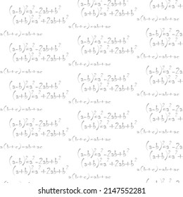 Fondo con fórmulas matemáticas de multiplicación abreviada. Antecedentes escolares, aprendizaje.