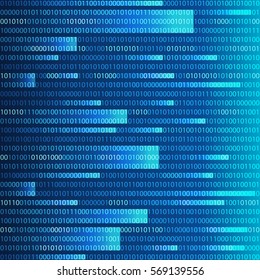 Background in a matrix style. Falling random numbers. Web Developer. Computer Code. Vector Illustration. Eps10.