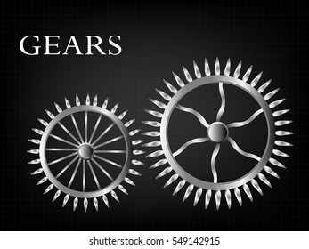 Background of mechanical engineering drawings, industry, education, gear, 3d science -vector illustration