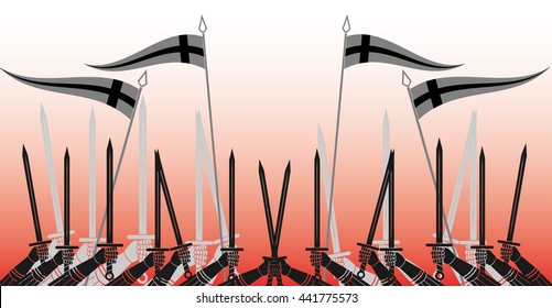 Background with medieval battle