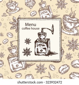 Background menu with coffee , hand drawn 